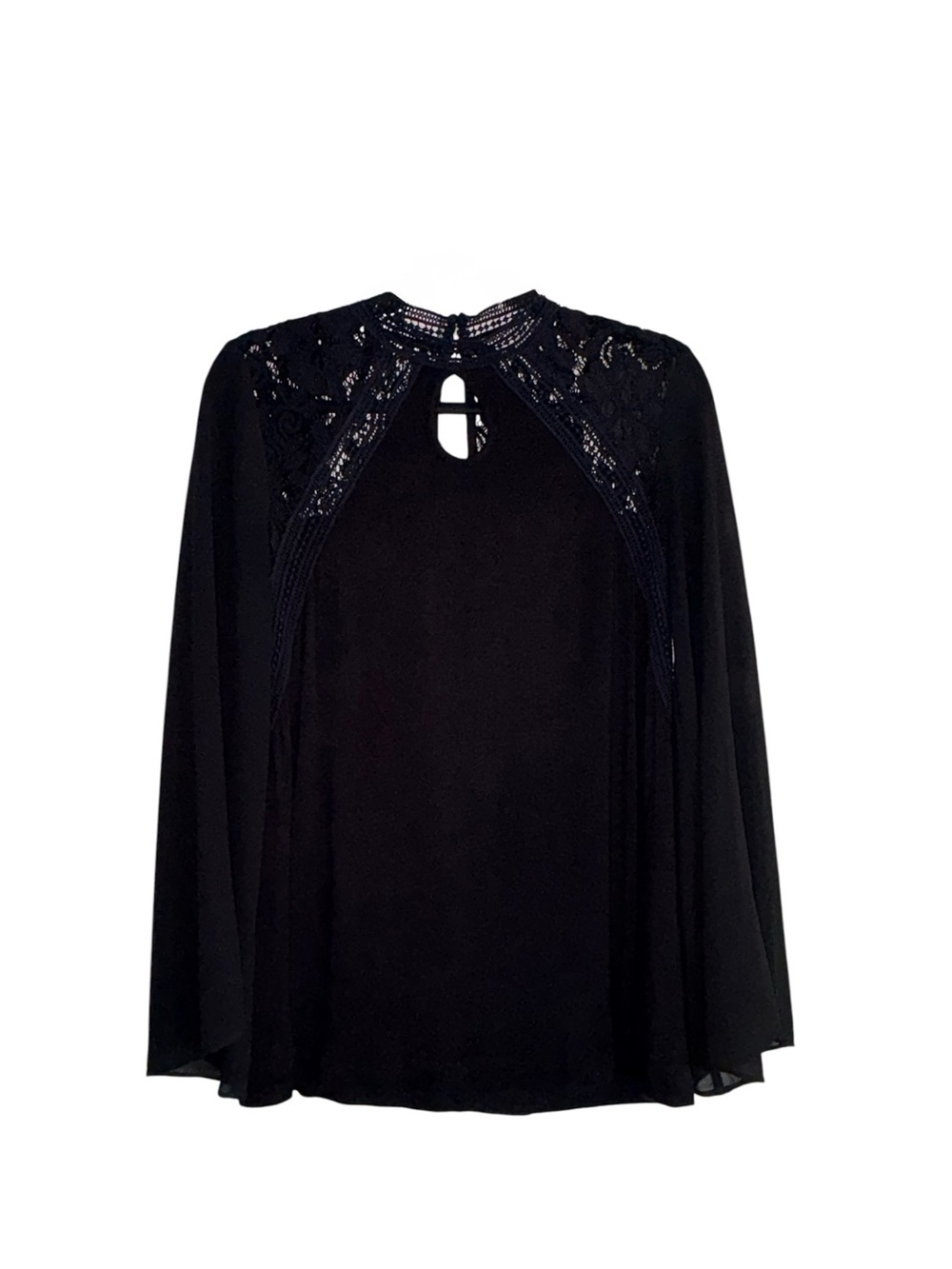 Nanette Lepore Black Cape-Sleeve Blouse